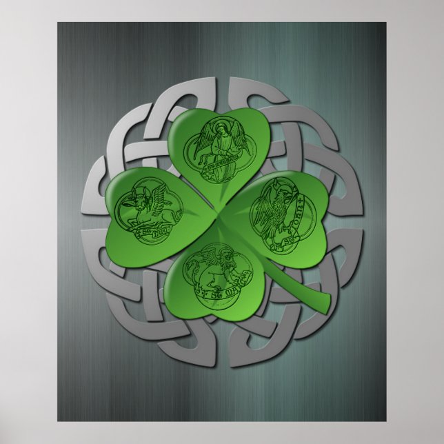 Poster Shamrock - noeud celtique - 4 évangélistes (Devant)