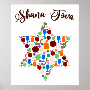 Poster Shana Tova Rosh Hashanah Jour de l'An juif