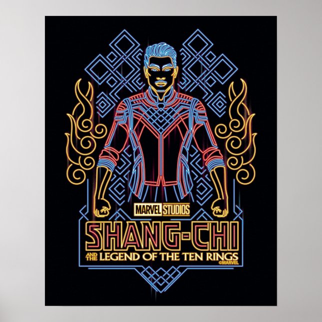 Poster Shang-Chi Neon Lumière Graphique (Devant)