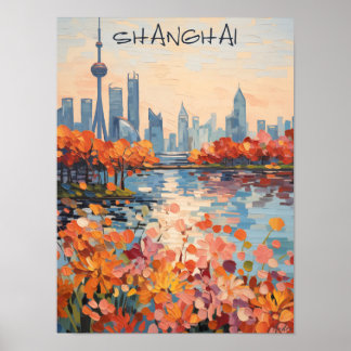 Poster Shanghai China Travel City Painting Aesthetic