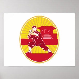 Poster Shaolin Kung Fu Martial Arts Master Retro