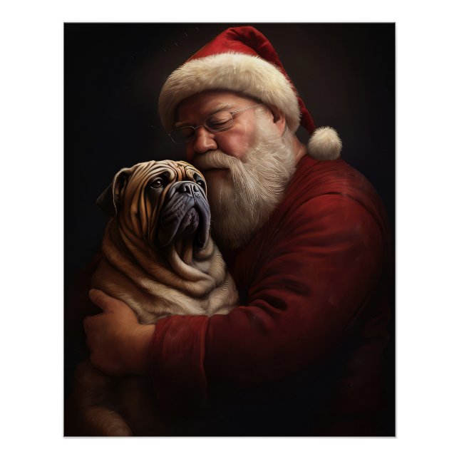 Poster Shar Pei avec Noël Festif du Père Noël (Devant)