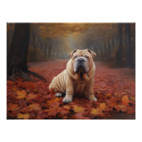 Shar Pei dans l'automne Feuilles automne Inspire