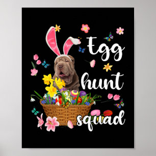 Poster Shar Pei Joyeux Jour de Pâques Chasse aux oeufs co