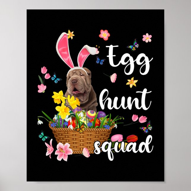 Poster Shar Pei Joyeux Jour de Pâques Chasse aux oeufs co (Devant)