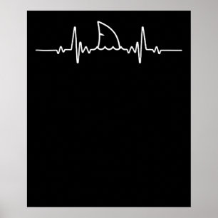 Poster Shark Heartbeat  Shark Lovers Fin Ocean Animal