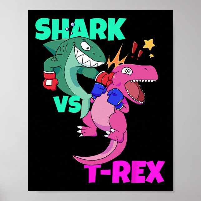 Poster Shark Vs Dinosaur T Rex Gants De Boxe Pour Enfants (Devant)