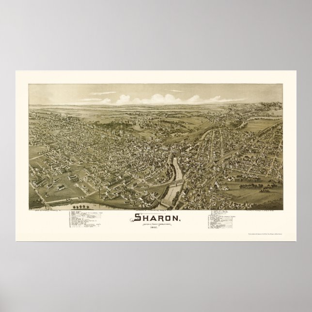 Poster Sharon, PA Carte panoramique - 1901 (Devant)