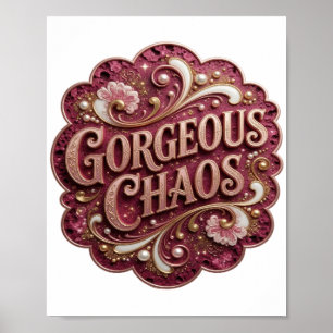 Poster Sharp Gold GORGEOUS CHAOS Texte Art 3D