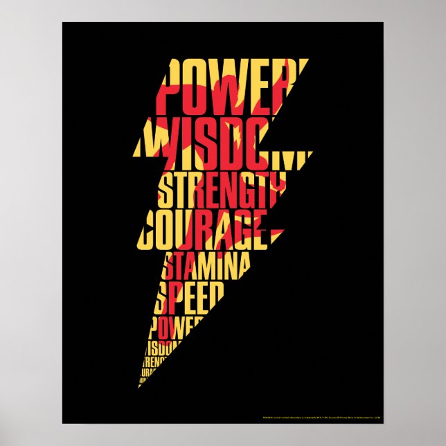 Poster SHAZAM ! | Shazam Capacités Éclair Graphique (Devant)