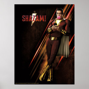 Poster SHAZAM ! Shazam soufflant la bulle gomme