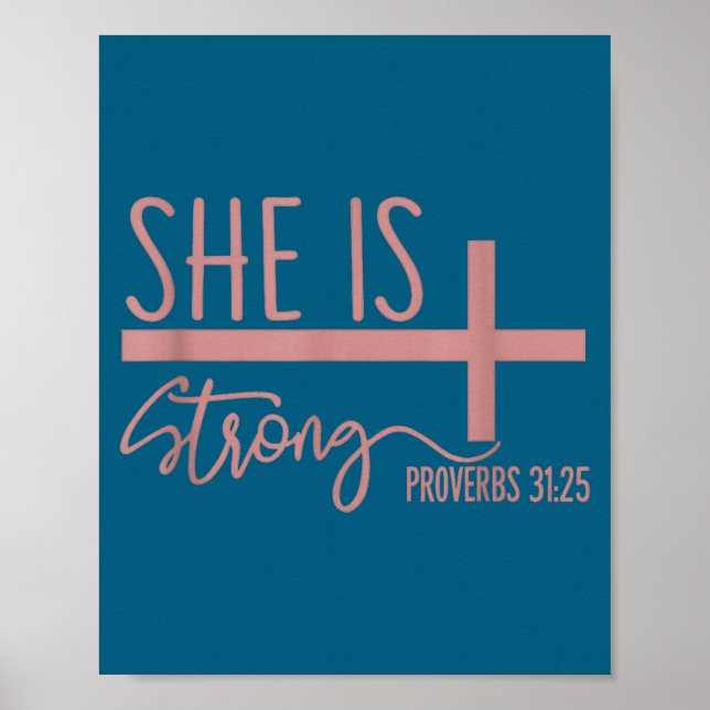 Poster She Is Strong Proverbs 31_25 Shirt  (Devant)
