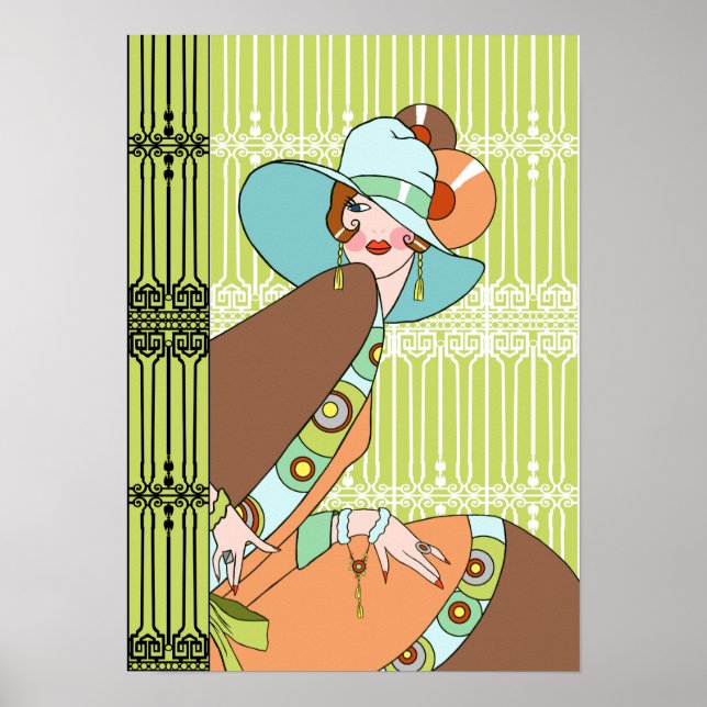 Poster Shelby, Dame des années 1930 à Kiwi et Brown (Devant)
