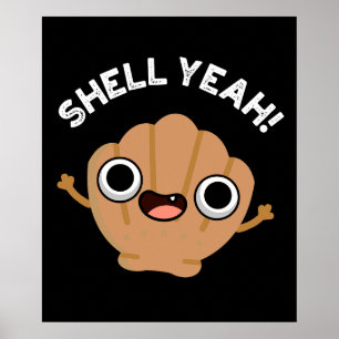 Poster Shell Ouais Funny Seashell Pun Dark BG