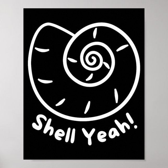 Poster Shell Yeah Funny Beach Quote With Nautical Sea She (Devant)