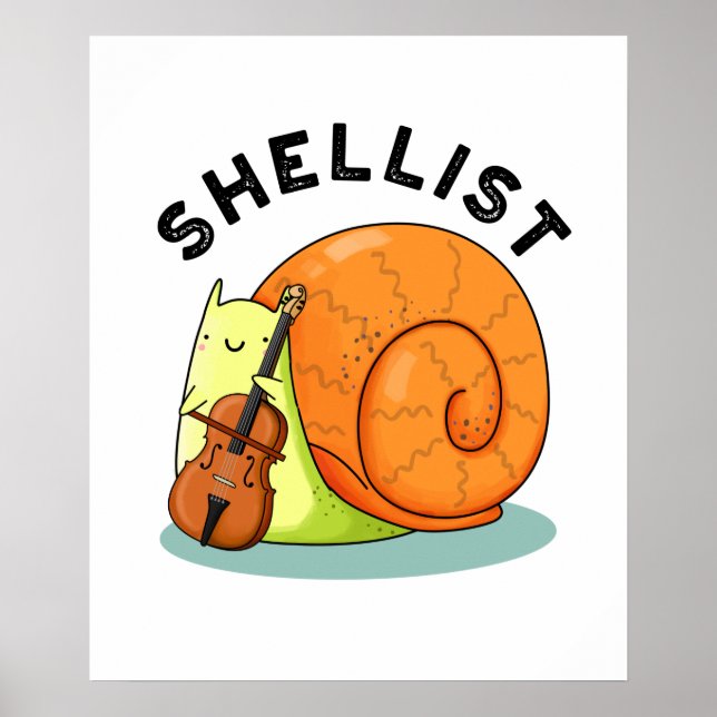 Poster Shellist Funny Snail Cello Pun (Devant)
