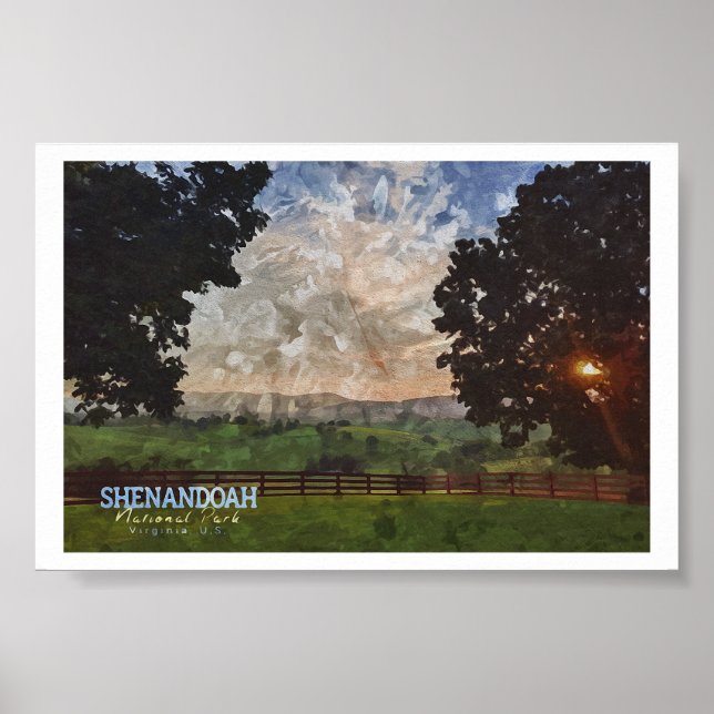 POSTER SHENANDOAH WATERCOLOR - VIRGINIE ÉTATS-UNIS (Devant)