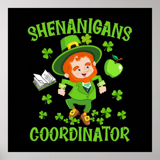 Poster Shenanigans Coordonnateur Funny Enseignant St Patr (Devant)