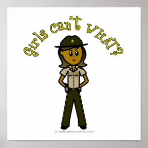 Poster Sheriff Femme noire en uniforme Brown