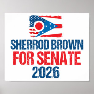 Poster Sherrod Brown pour le Sénat Élection 2026 Drapeau