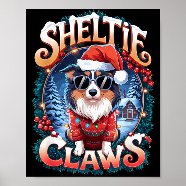 Poster Shetland Sheepdog Owner Costume Sheltie Claws Chri (Devant)