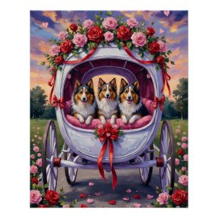 Poster Shetland Sheepdog Saint-Valentin 