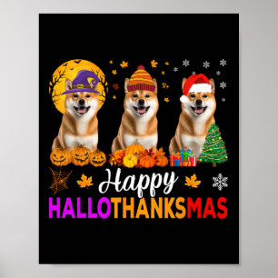 Poster Shiba Inu Chien Halloween Noël Hallothanksmas 1