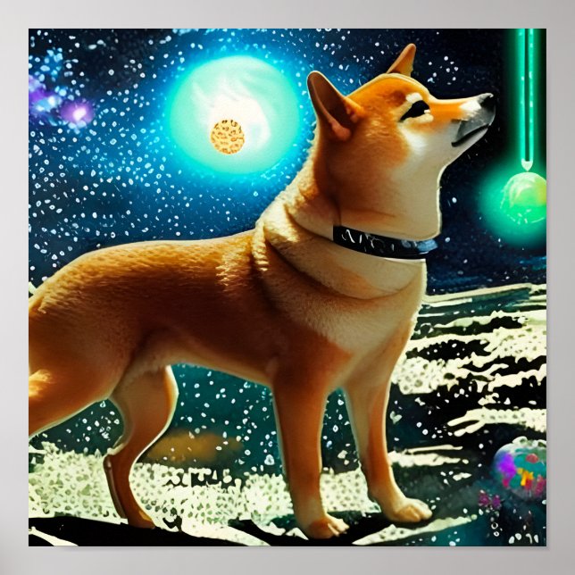 Poster Shiba Inu dans l'espace (Devant)