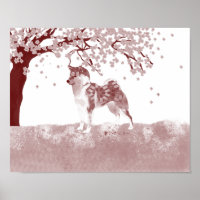 Poster Shiba inu encre de Chine