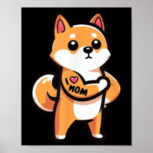 Poster Shiba Inu I Love Maman Funny Chien Tattoo