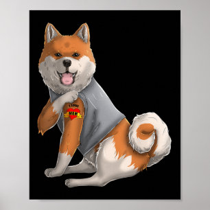 Poster Shiba Inu I Love Maman Tattoo Dog Shirt Drôle Mère