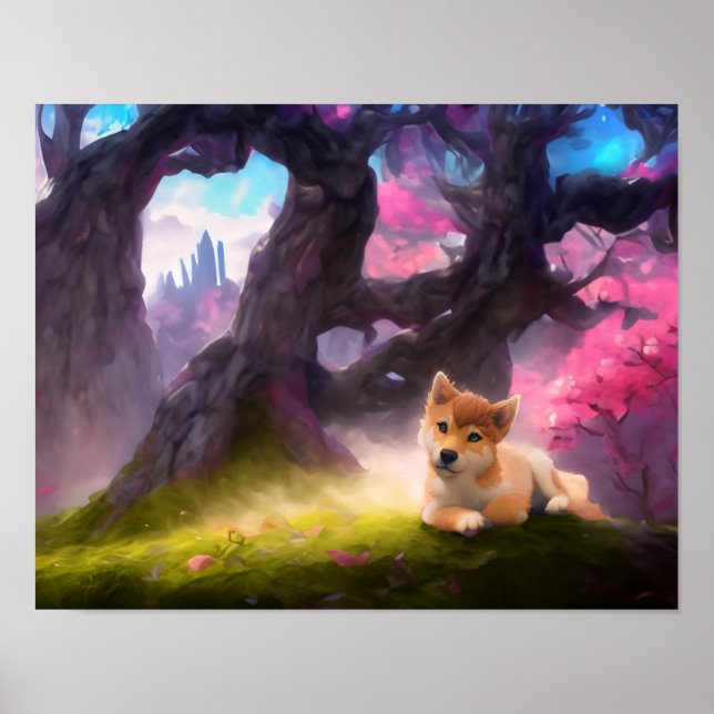 Poster Shiba Inu Imaginaire Anime (Devant)