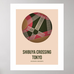 Poster Shibuya Crossing, Tokyo Japan Travel Wall Art
