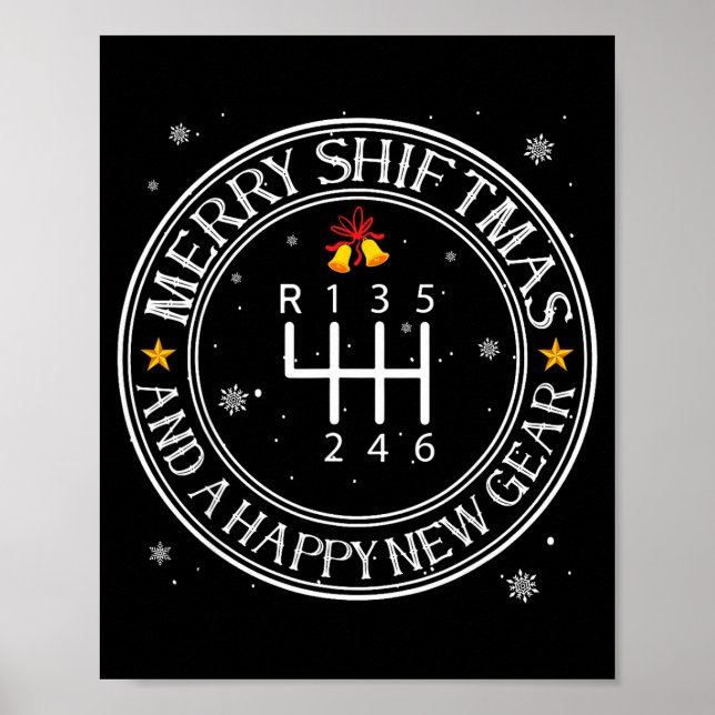 Poster Shiftmas Car Guy Funny Mechanic Christmas Auto Man (Devant)