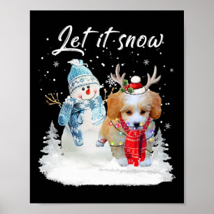 Poster Shih Poo Père Noël Chien Noël Snowman Xmas Pajama