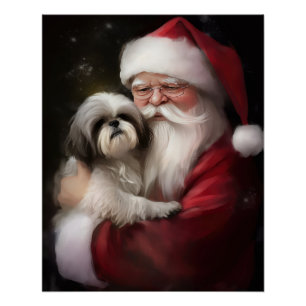 Poster Shih Tzu Avec Noël Festif Du Père Noël