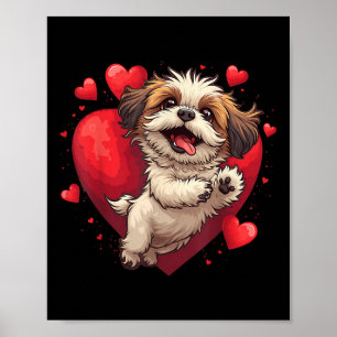 Poster Shih Tzu Coeur D'Amour Pour Valentines Jour Sur Sh