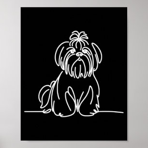 Poster Shih tzu dessin au trait propriétaire de chien per
