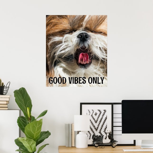 Poster Shih tzu langue drôles violes texte personnalisé (Bureau à domicile)