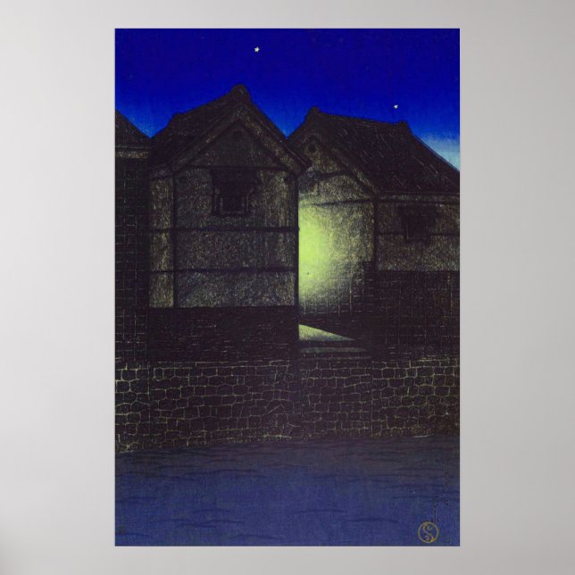 Poster Shinkawa à Night Kawase Hasui (Devant)