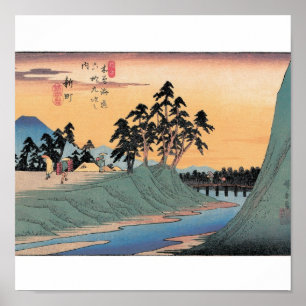 Poster Shinmachi, Japon. Fond du mont Fuji