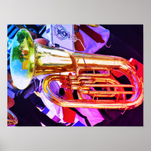 Poster Shiny Tuba Slanted Perspective Brass Band