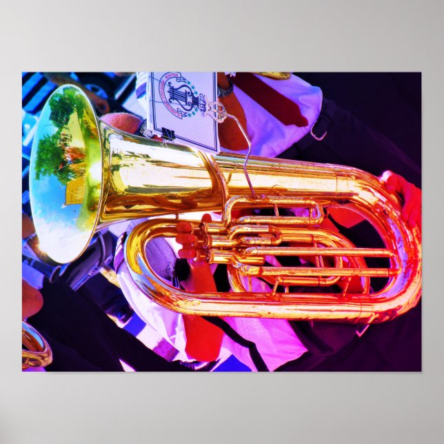 Poster Shiny Tuba Slanted Perspective Brass Band (Devant)