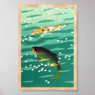Poster Shiro Kasamatsu Karp Koi étang à poissons art japo