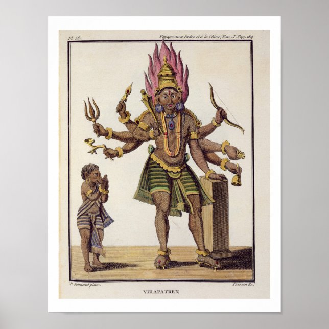 Poster Shiva comme Virapatren, Seigneur avec le mal formé (Devant)
