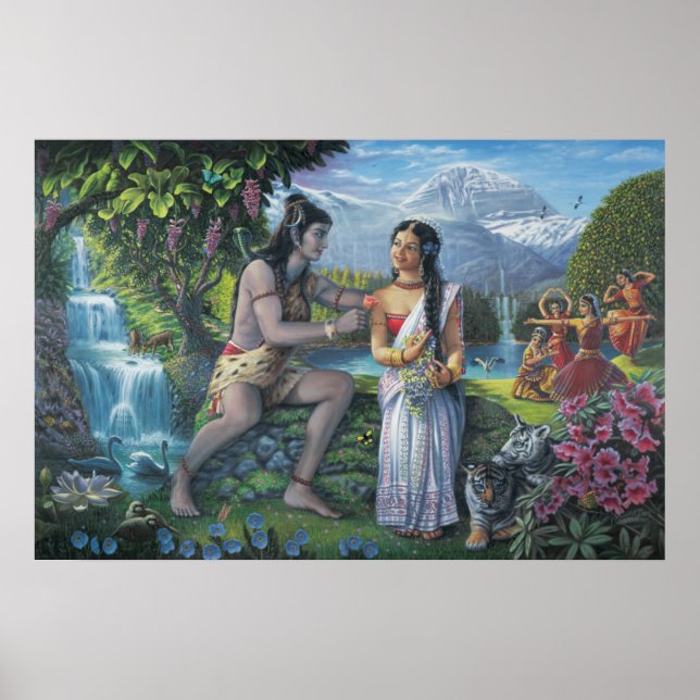 Poster Shiva et Parvati - Le couple tout Auspicious (Devant)