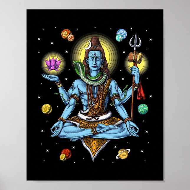 Poster Shiva Hindu God Zen Yoga Méditation Hinduisme Spir (Devant)