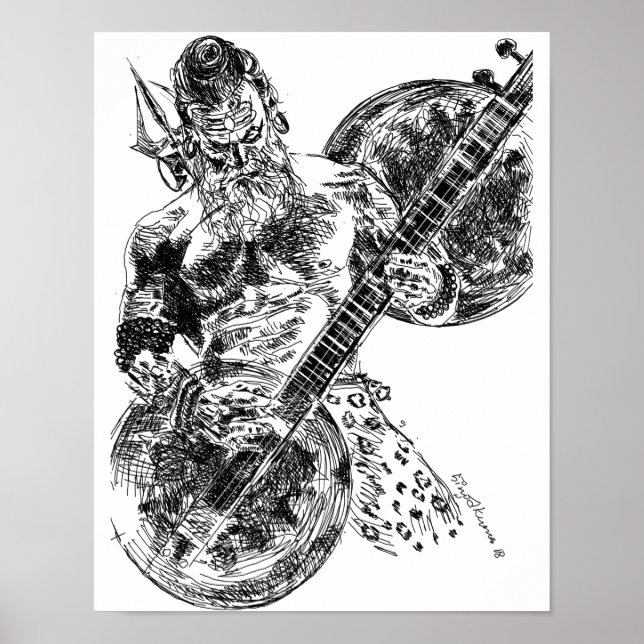 Poster Shiva Jouer Sitar (Devant)