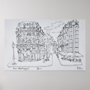 Poster Shopping Street   Rue Montorgueil, Paris, France