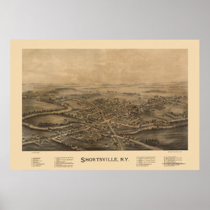 Poster Shortsville, NY Carte panoramique - 1892